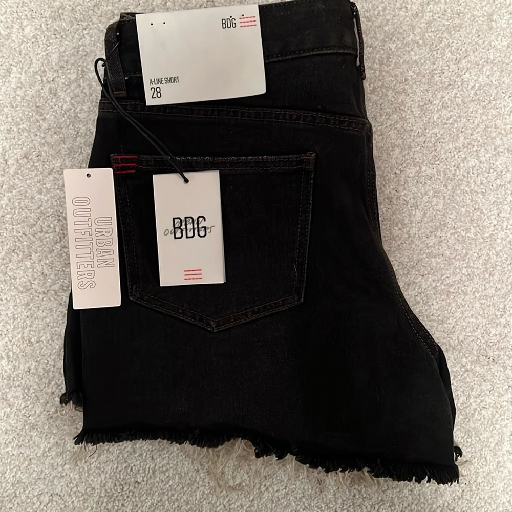 Black denim shorts